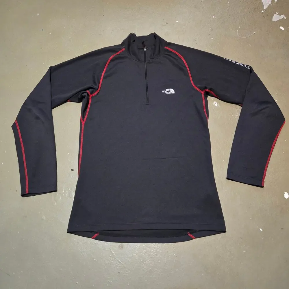 The North Face Quarter Zip Long Sleeve Midweight Black Shirt Men's Size Medium‎